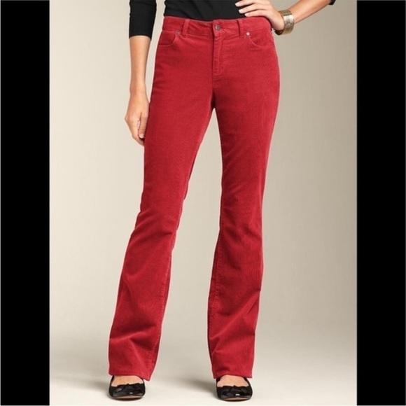 Talbots Trouser Pant Corduroy Signature Bootcut Red Classic Holiday Winter 10 - Picture 1 of 10